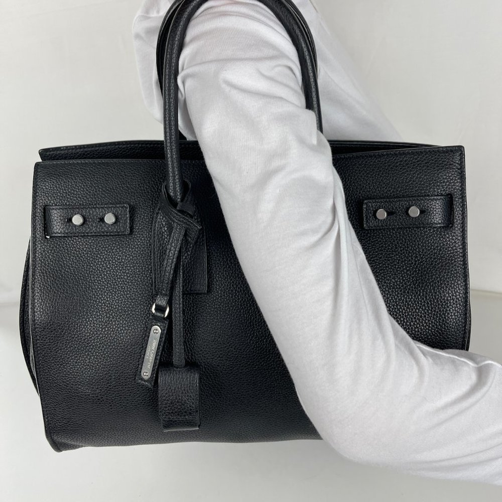 Saint Laurent Black Grain Leather Tote - Picture 2 of 12
